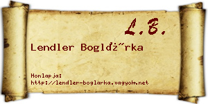 Lendler Boglárka névjegykártya